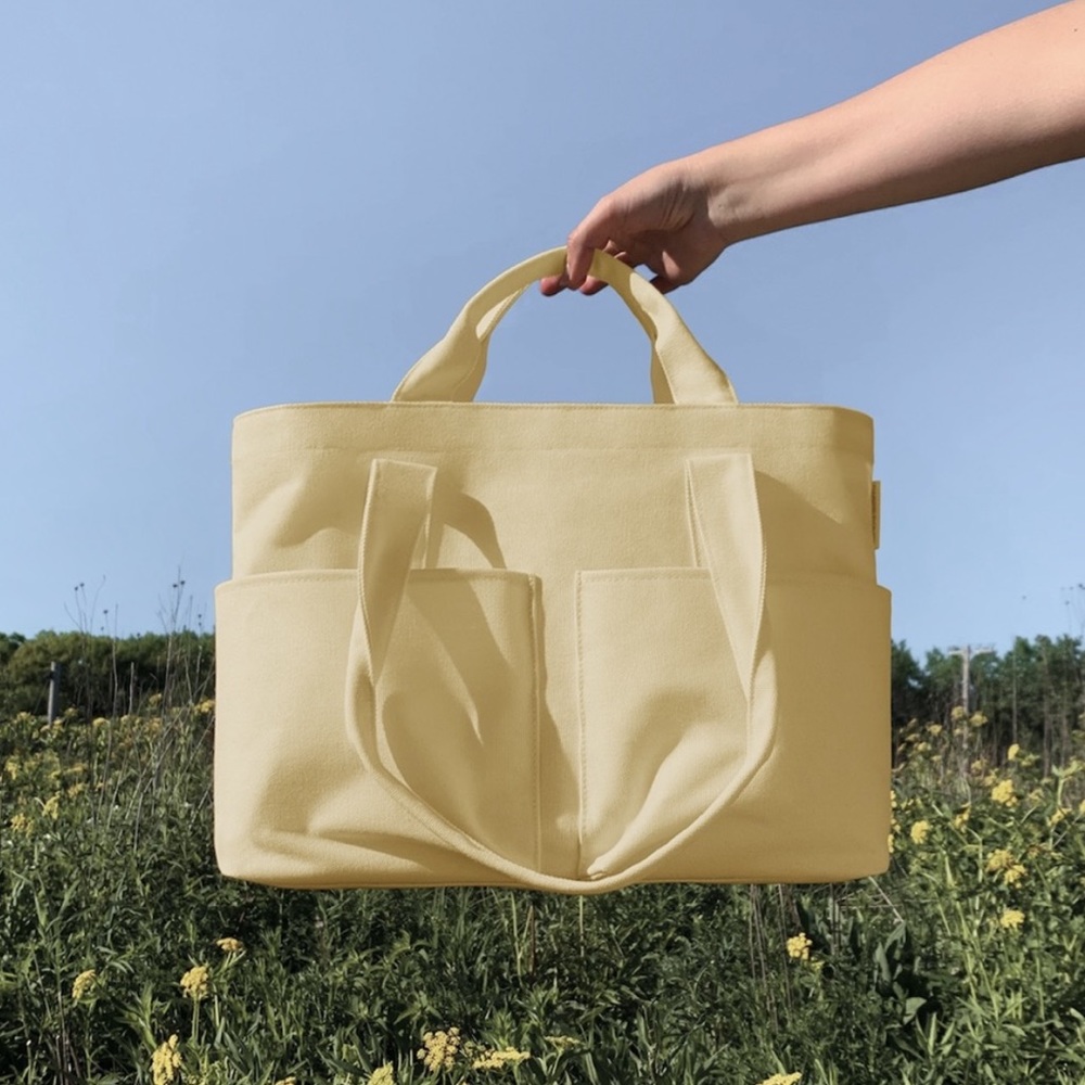 Dagne Dover Vida Large Organic Cotton Tote in Pollen Yellow Preloved Beach bag